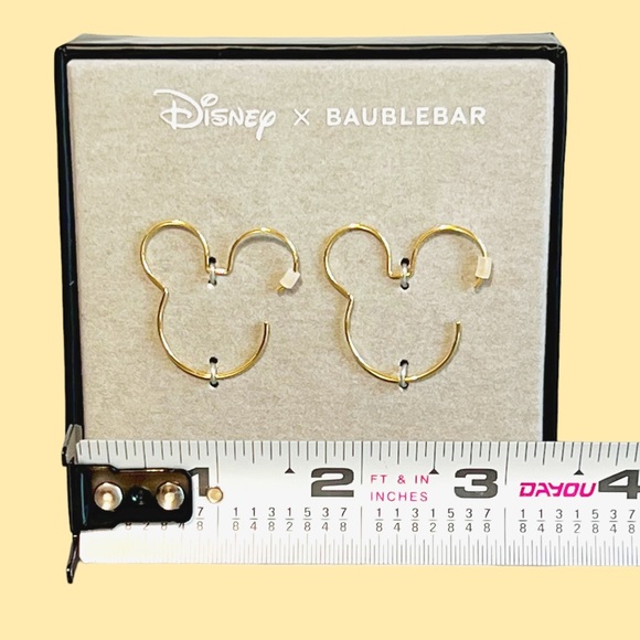 Disney x BaubleBar Mickey Mouse Gold Threader Hoop Earrings - Picture 12 of 13
